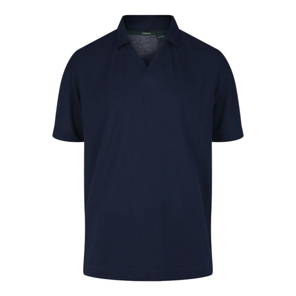 Slowear Zanone Open Collar Polo Shirt Blue Mens